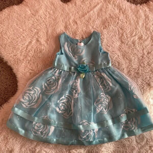 Youngland modest toddler light blue rose kids dress size 3T